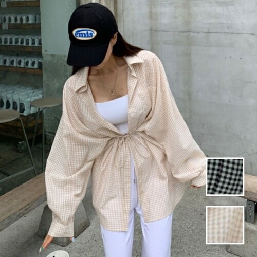 ブラウス シャツ 韓国 ファッション レディース 春 夏 秋 カジュアル コーデ シンプル 定番 セレカジ 20代 30代 40代 2025 オーバーサイズ チェック 羽織り チュニック