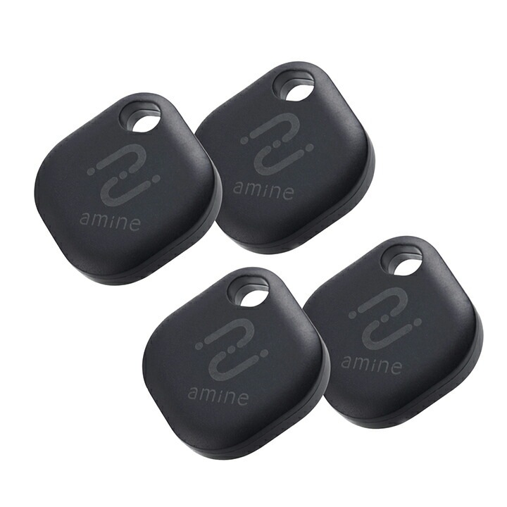 エレコム スマートトラッカー amine 電池交換できる 忘れ物防止タグ Android対応 タグ型 IP65設計 4枚入り ブラック LGT-ELBETG1BKG4