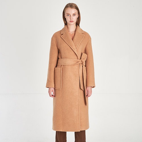 Minimal Design Soft Wool Knit Gown Coat_Doe-Beige [미니멀 디자인 소프트 울 니트 가운 코트_Doe-Beige] 28,542円