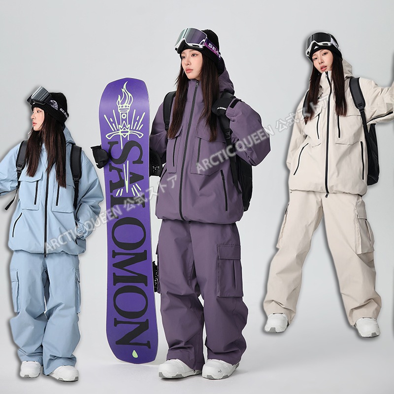 2024新作 スノーボードウェア 上下セット メンズ レディース 3L生地 撥水/防風 男女通用 スキーウェア アウター ジャケット パンツ