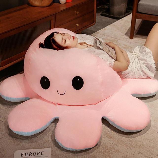 ぬいぐるみ タコ リバーシブルタコ人形 裏返したタコのぬいぐるみ 特大　130cm　両面表情 怒る顔も笑い顔も 面白い　プレゼント ギフト30%までに制限