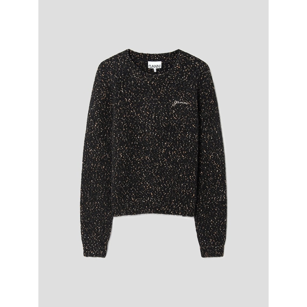 GANNI アルパカコットンミックス Oネック-ブラック FW24-QN4951R055