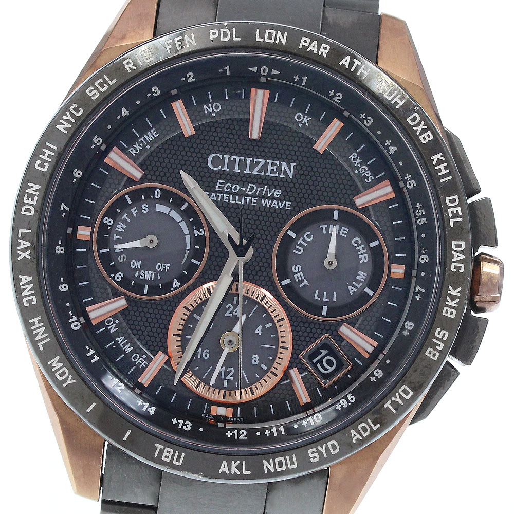 シチズン CITIZEN F900-T021565/CC9016-51E アテッサ サテライトウェーブ デイデイト ソーラー電波 メンズ 保証書付き_938530【中古】