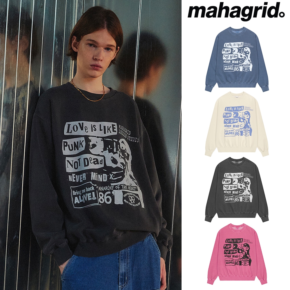 [mahagrid] LOVE PUNK PIGMENT SWEATSHIRT 8,303円