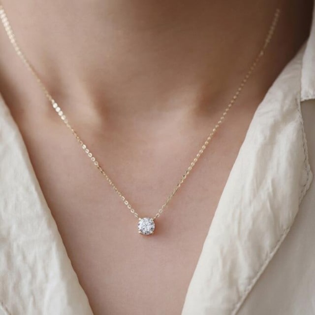 ネックレス レディース 一粒 CZダイヤ 0.8ct 定番 シンプル 重ね付け ギフト シルバー925 14kコーティング プレゼント ゴールド 彼女 妻 嫁 母 女性 母の日ギフト 人気