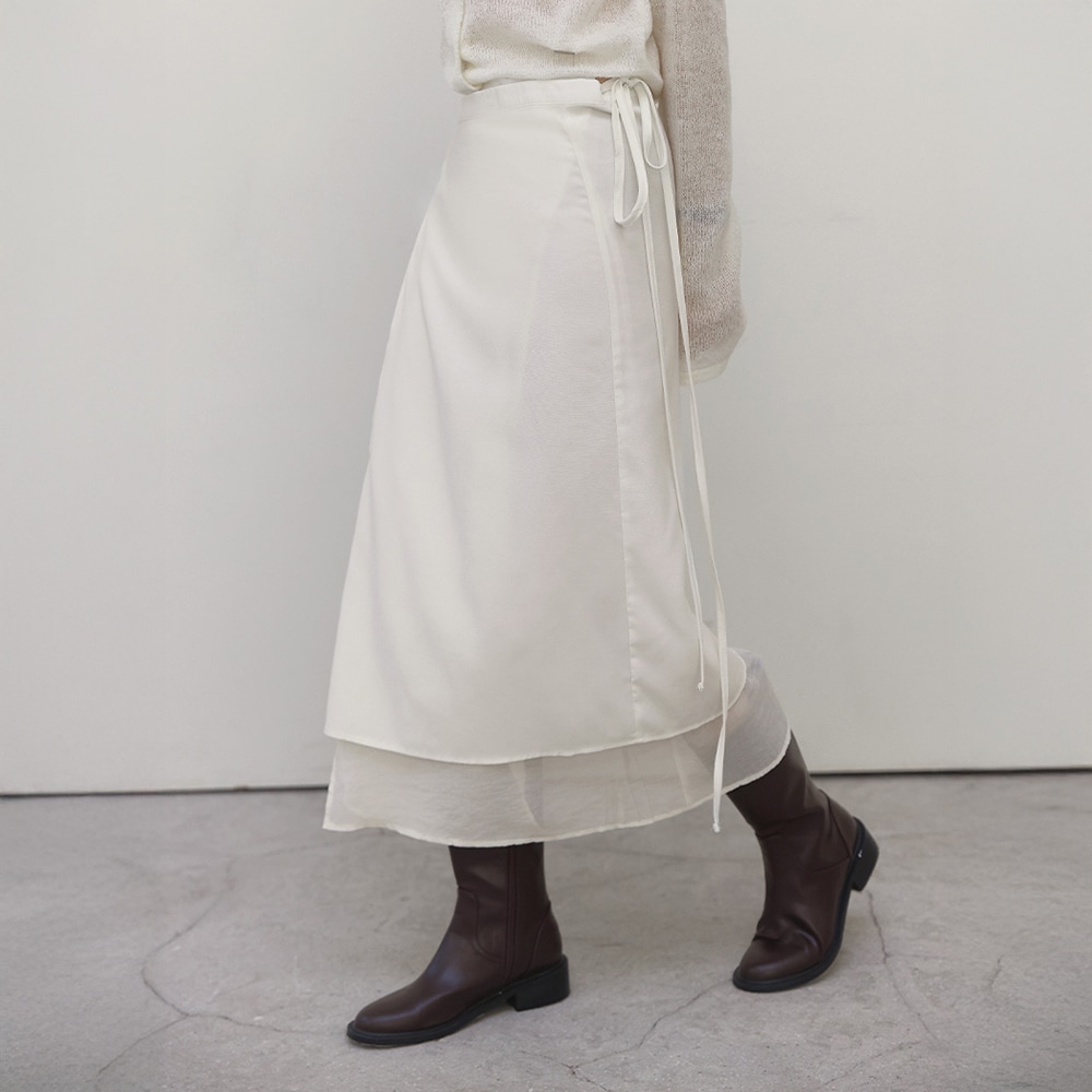 ヘイルズストラップシフォンレイヤードラップスカート