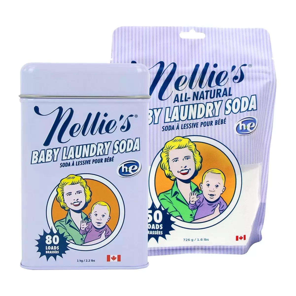 【赤ちゃん用洗剤】ベビーランドリーソーダ洗剤 1kg × 1個 (缶) + 726g × 1個(詰め替え用) 約130回分