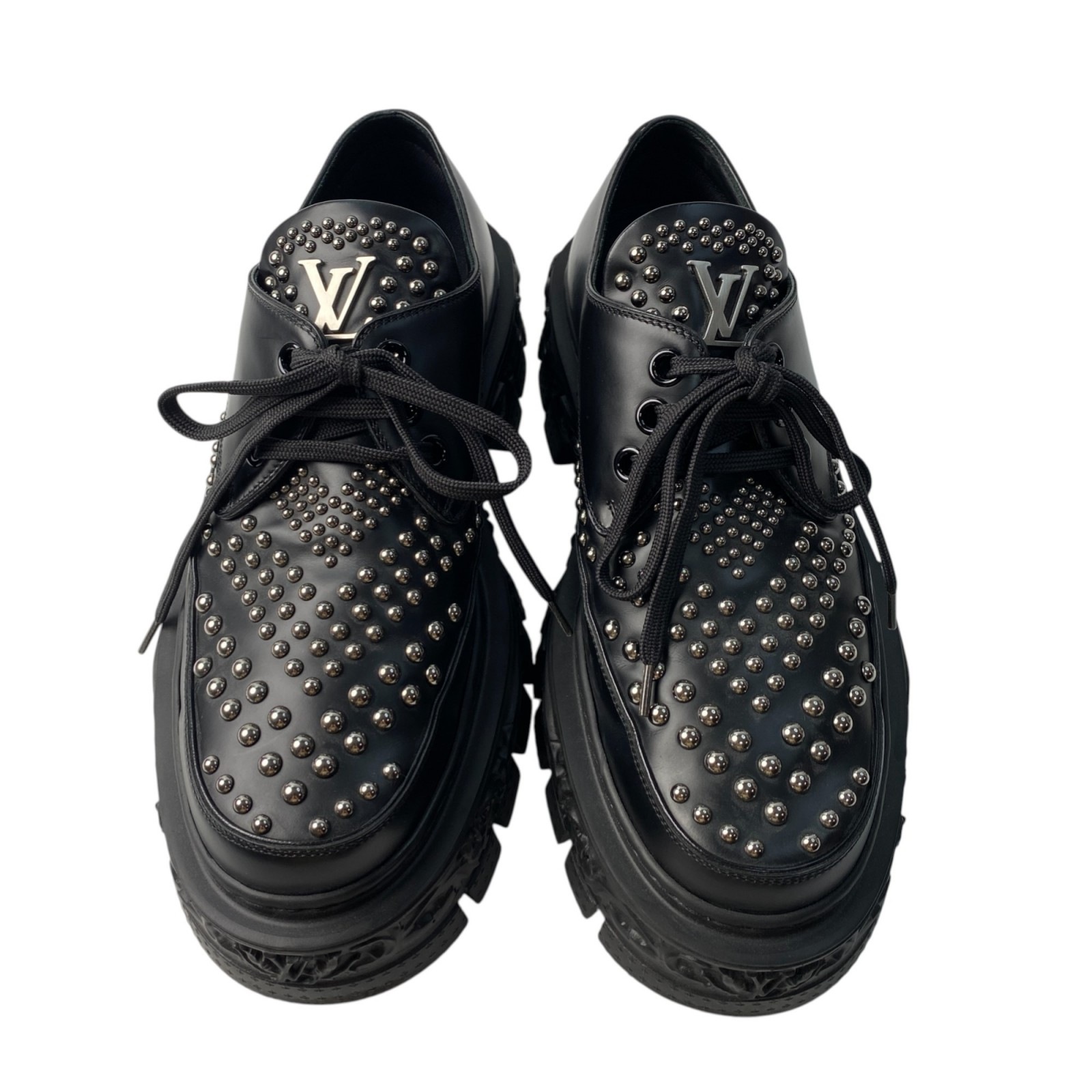 美品 ルイヴィトン LOUIS VUITTON メンズ スタッズ アンクル ブーツ 7 1/2 バロックライン ダービー 76,890円