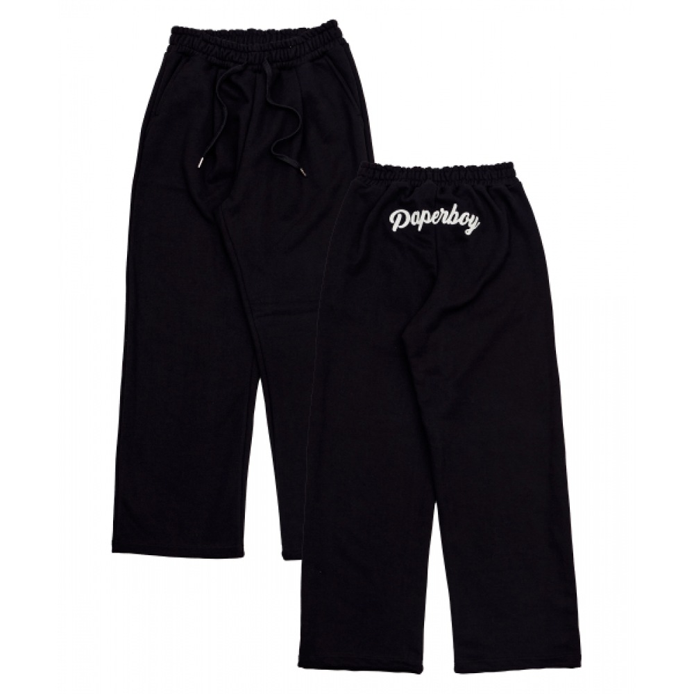 PAPERBOY バックチェーンピンタックワイドパンツ-ブラック