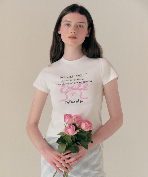 ロラローラローラリボンハーフ Tシャツホワイト