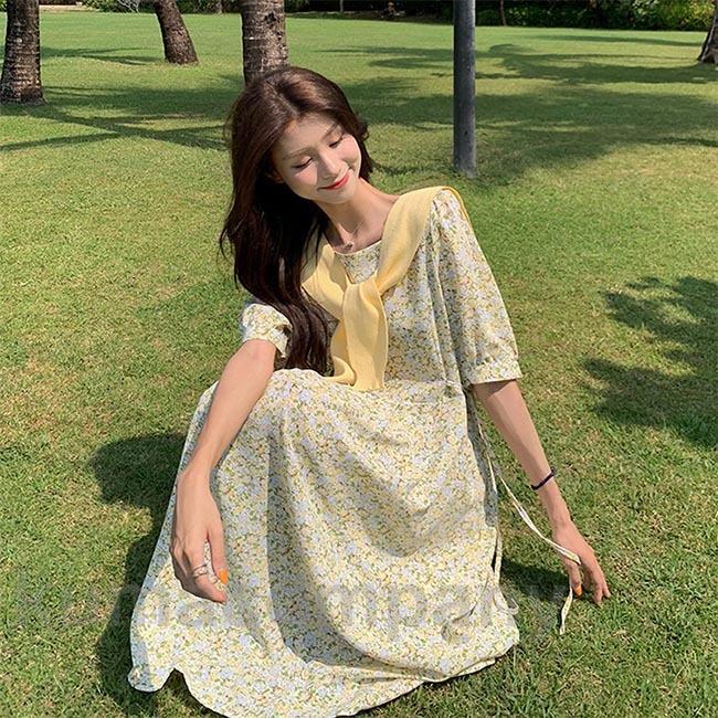レディース ワンピース マキシ丈 マキシワンピース ロングワンピース 半袖 半袖ワンピース 花柄 丸襟 ゆったり 夏