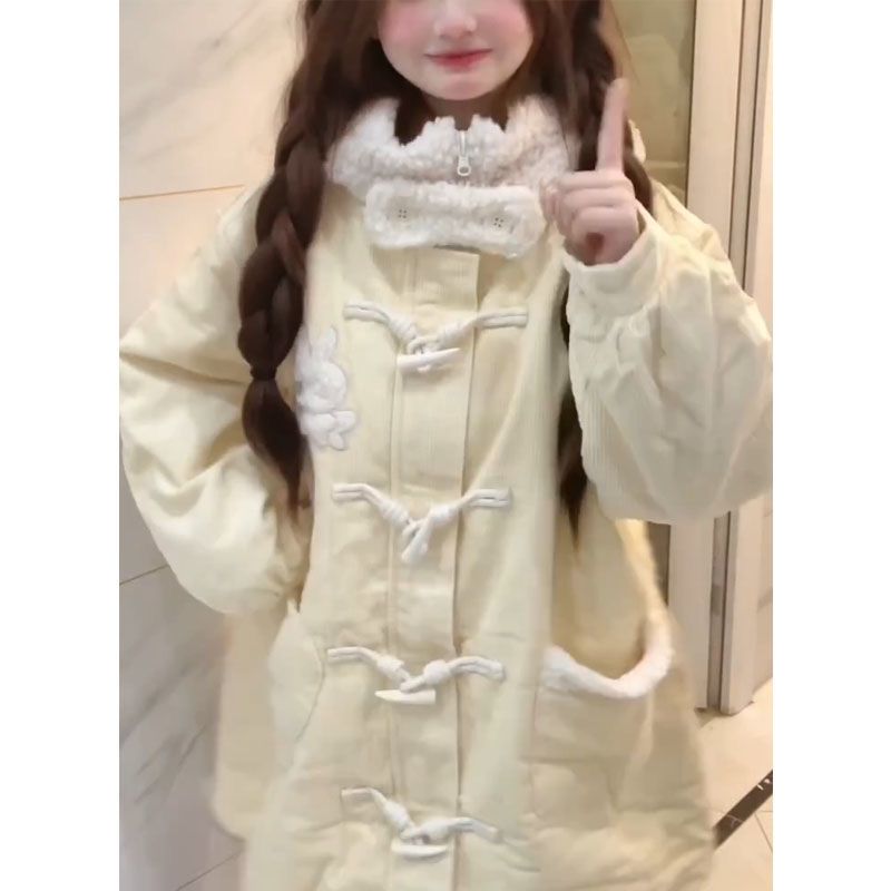 2023新型秋冬学院風小柄デザイン感羊小毛芸術生乳甘い綿服女性ゆるい百合