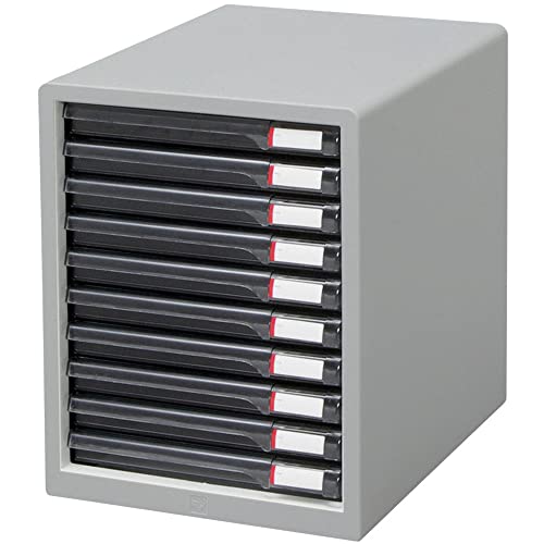 【浅型10段】アイリスオーヤマ レターケース A4 ゴム脚つきで滑りにくい インデックスシール付き