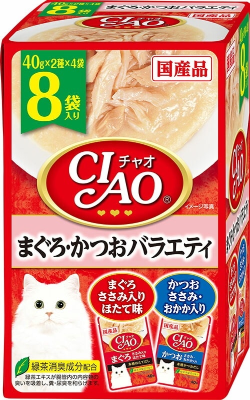 （まとめ買い）いなばペットフード CIAO パウチ まぐろ/かつおバラエティ 40gx8袋 猫用フード [x6]