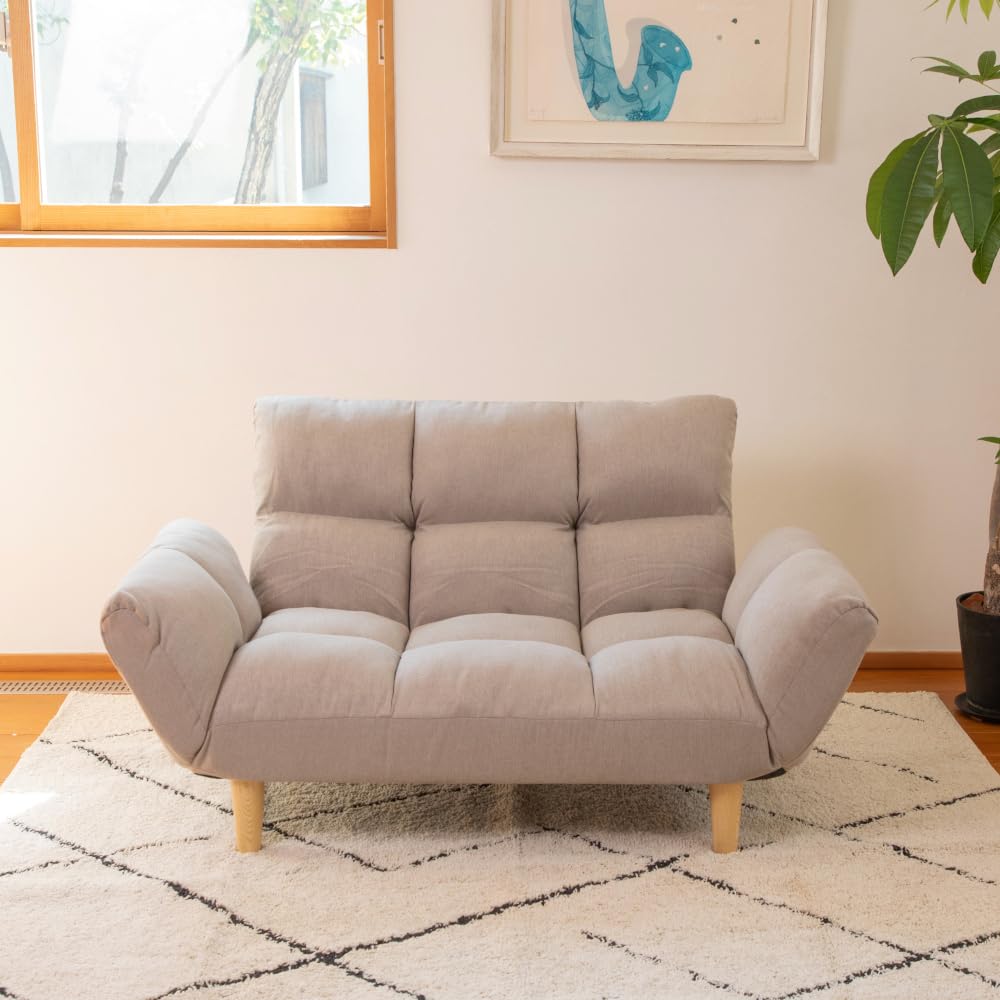 SUWALABO スワラボ ソファ ruska(ルスカ)リクライニングカウチソファ/ローソファ カウチソファ リクライニング 座椅子二人掛け シンプル おしゃれ 脚つき 肘掛けつき ナチュラルテイスト