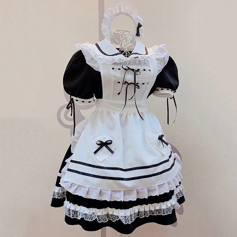 クラシック 黑白 メイド服 萌え萌え アニメ コスプレ