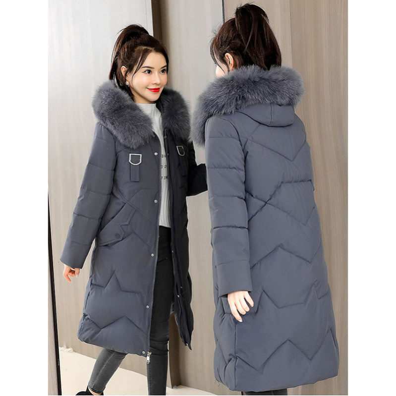 ダウンコート レディース ダウンジャケット 中綿コート 冬 アウター ファー フード ロング コート 着痩せ 無地 厚手 冬服 防寒着 おしゃれ 女性用 膝下 体型カバー 綿服 シンプル スタイリッシ