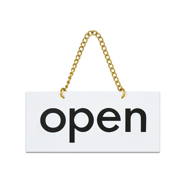 （まとめ） 光 アクリルマット板サイン（両面：OPEN-CLOSED） くさり付 タテ100ヨコ220厚み2mm 白 KMP2210-1 1枚 10セット