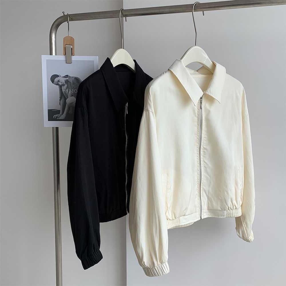 女性用パーソナライズラペルジッパージャケットルーズカジュアルシルキーシンプル多用途アメリカンワークウェアジャケット 4,819円