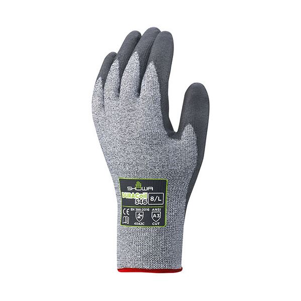 （まとめ）ショーワグローブ 耐切創背抜き手袋デュラコイル 546 XL グレー 1双[x3]