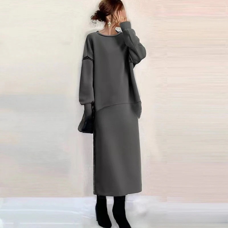 【超人気好評 急速出荷】日系 レディース 秋 冬セットアップ ロングスカート 体型カバー セーター トップス 二点セット 着痩せ ワンピース 秋冬 百掛け レディースファッション 大きめサイズ