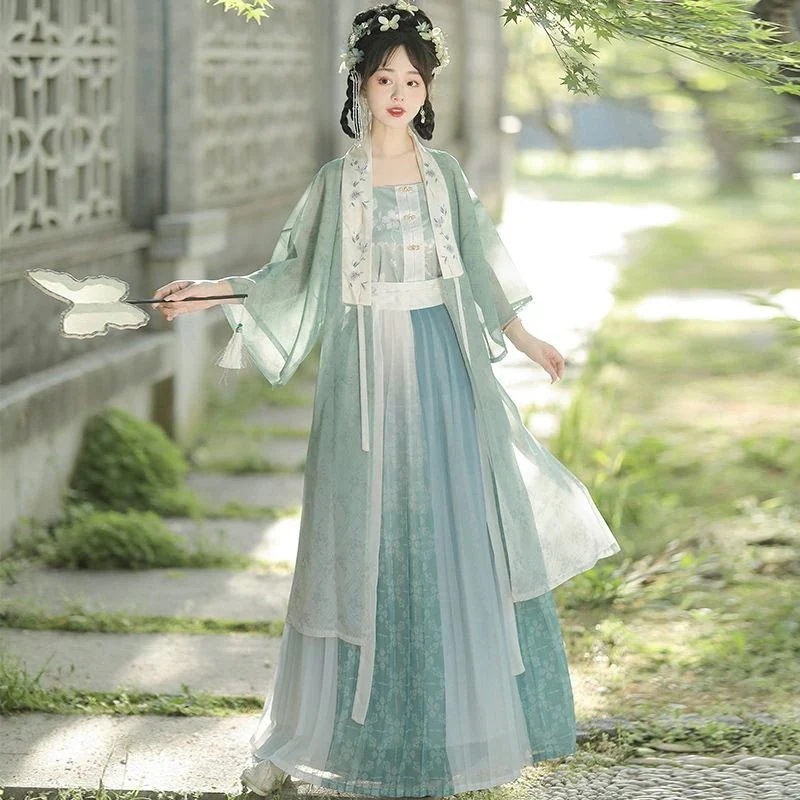 mu Xia 漢服女性の襟付きシャツ五分袖ロングシャツメインウエストプリーツスカート春夏秋の大人の衣装スタイルハロウィンクリスマスパーティー仮装30%までに制限