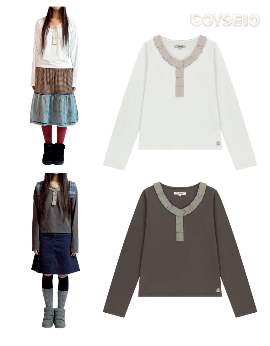 韓国限定 韓国人気 SNS流行 長袖 Tシャツ STRAP LONG SLEEVE（2色）