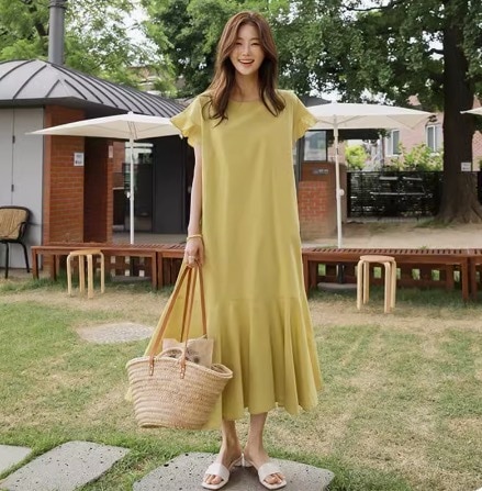 ワンピース デート フレアワンピース ワンピドレス ミモレ丈 ロング丈 袖なし 半袖 ラウンドネック 襟なし フレア Aライン フリル かわいい 大人可愛い きれいめ シンプル カジュアル 上品