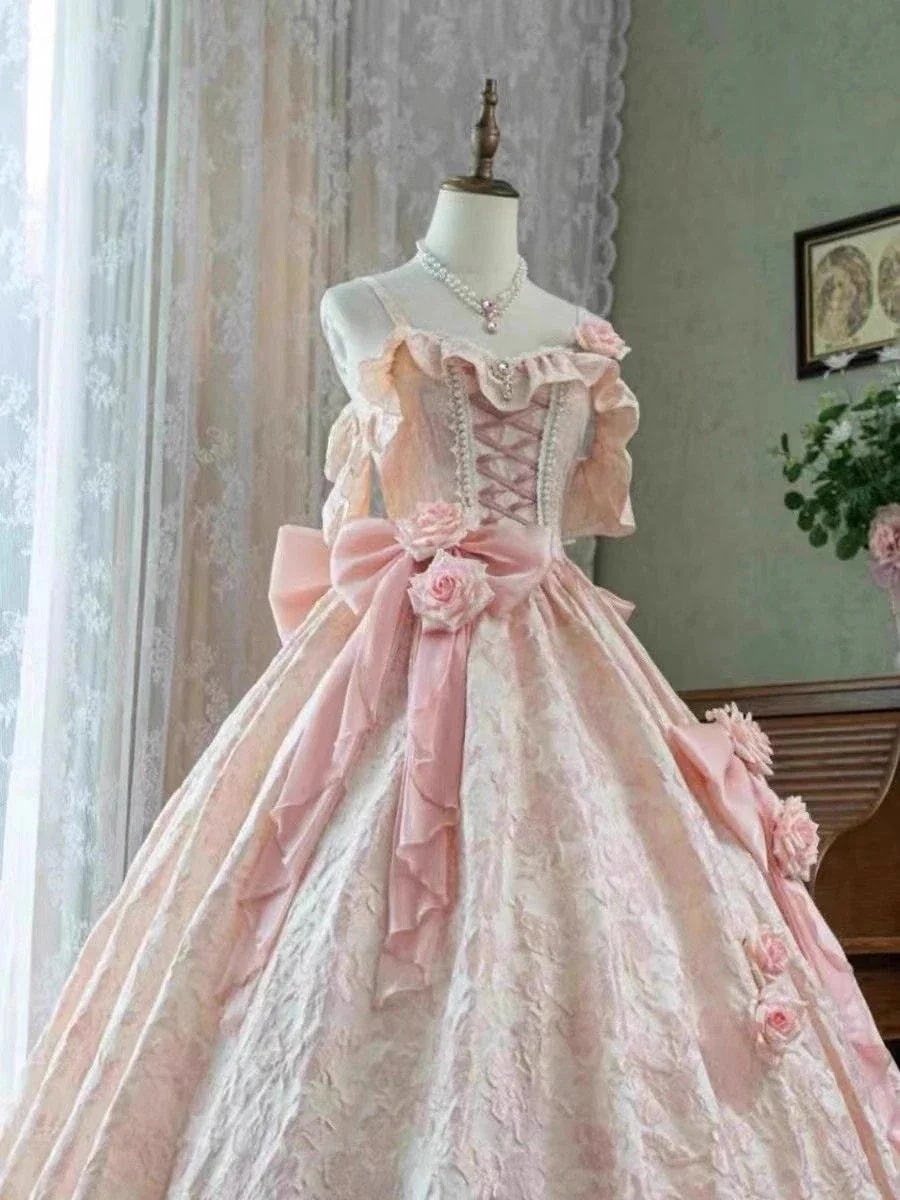 【人気商品】2024【ロシヤズセレモニー】デザインロリータの花柄フロアレングス華やか大人ドレス ウェディングドレス