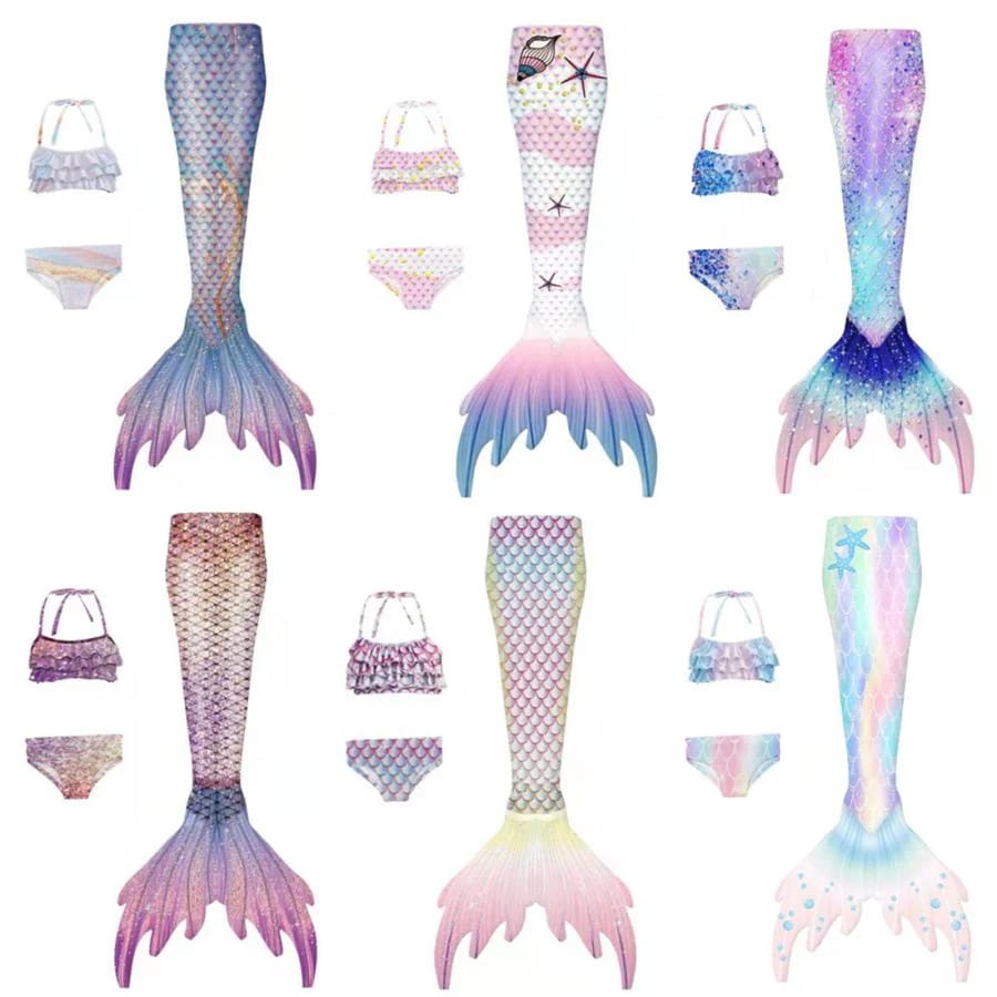 人魚姫 マーメイド水着 女の子　子供 ビキニ3点セットフィン　コスプレ衣装　可愛い 仮装 イベント プレゼント パーティー プレゼント6