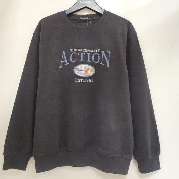 HC15冬メンズミンク起毛レタリングルーズフィットマンツーマンTシャツ CTL628 (41561156)