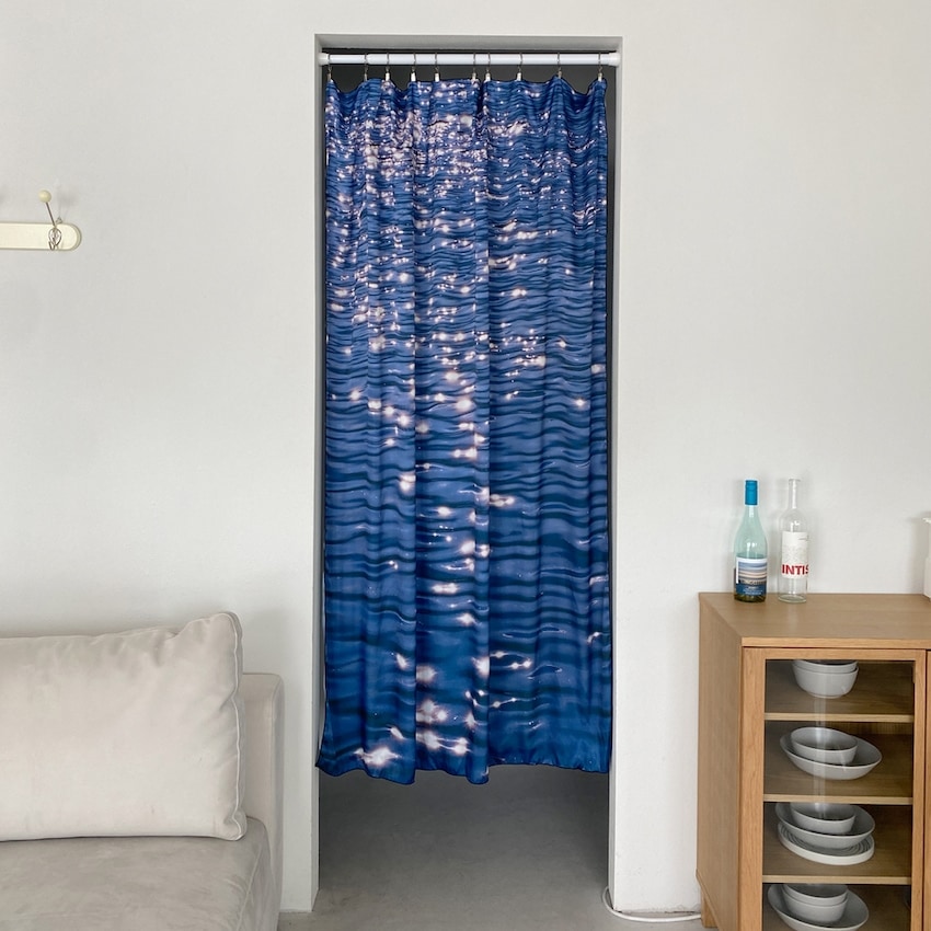 Lake blue hosu サテン生地ポスターカーテン