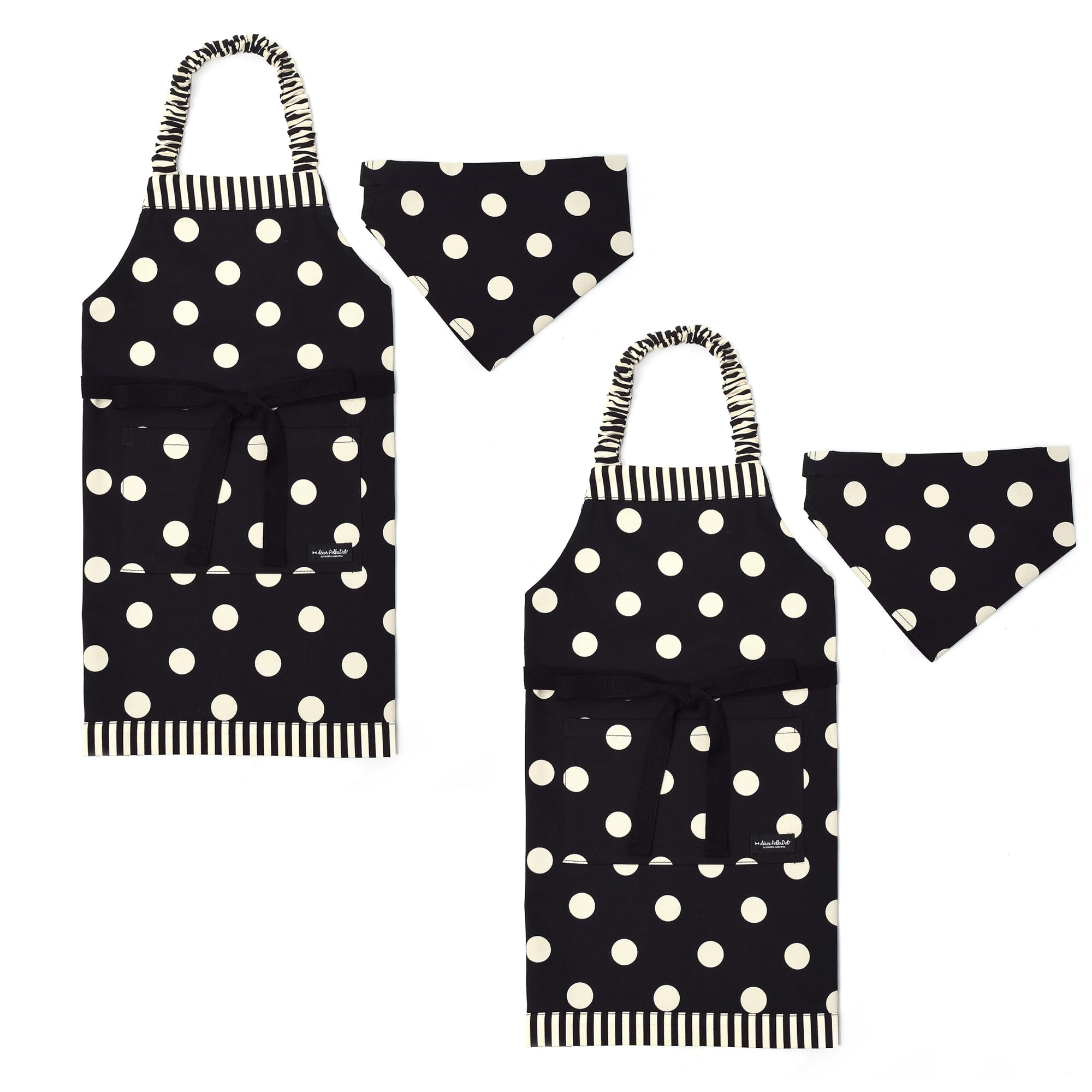 COLORFUL CANDY STYLE decor PolkaDot エプロン 100-120サイズ polka dot large(twillblack)×narrow stripe(twill