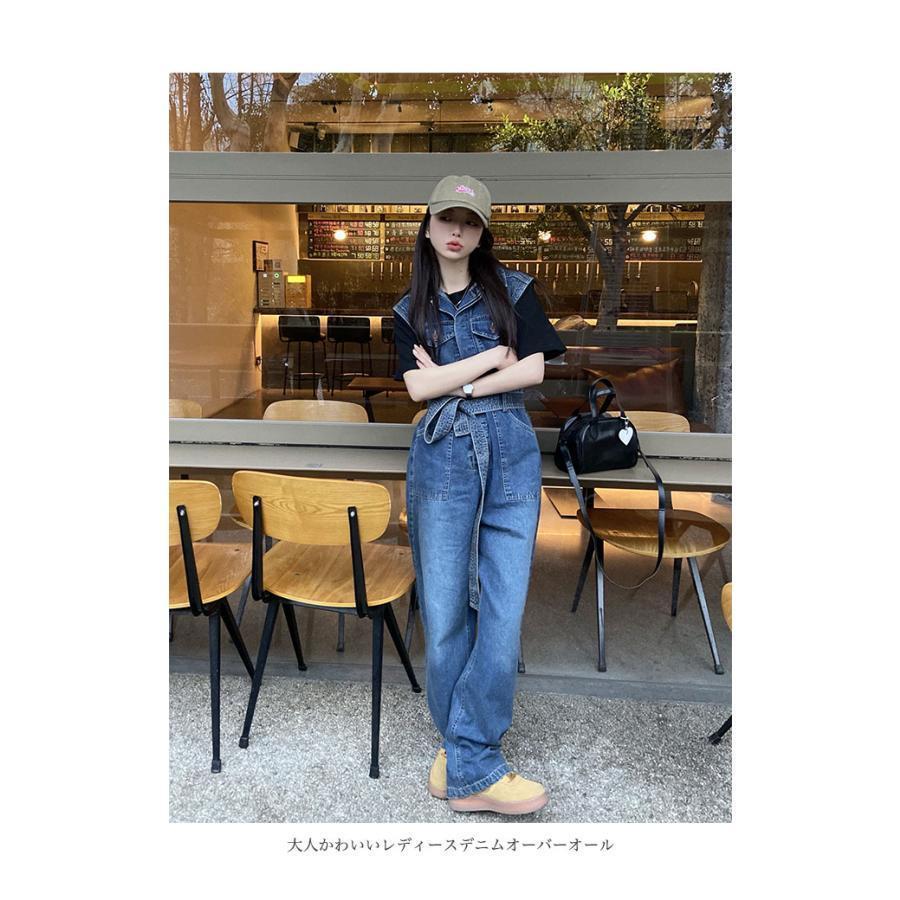 オーバーオール デニム レディース ノースリーブ つなぎ 長ズボン デニムオーバーオール 体型カバー お洒落 オールインワン 春 夏 秋