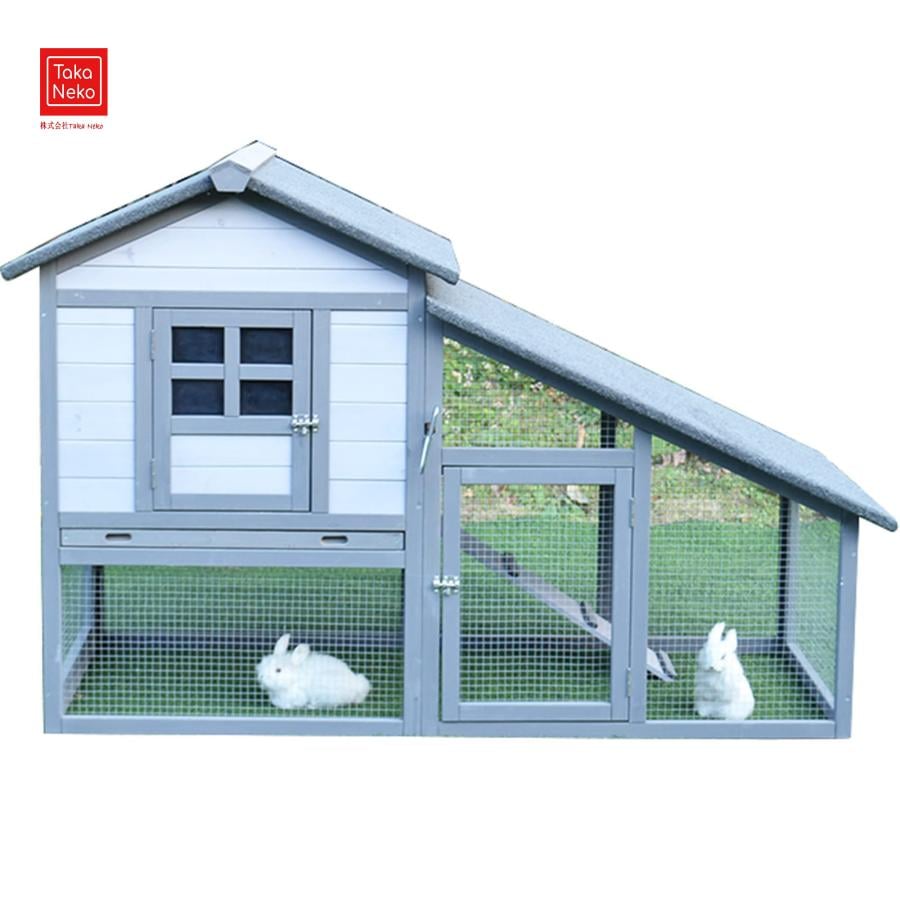 鶏小屋 屋外チキンコープ マルチレベル耐候性鶏舎 巣箱付き55インチ木製家禽ケージ ラン ランプ 金網 取り外し可能な底 丈夫で丈夫 水で洗える組み立て簡単 鶏用