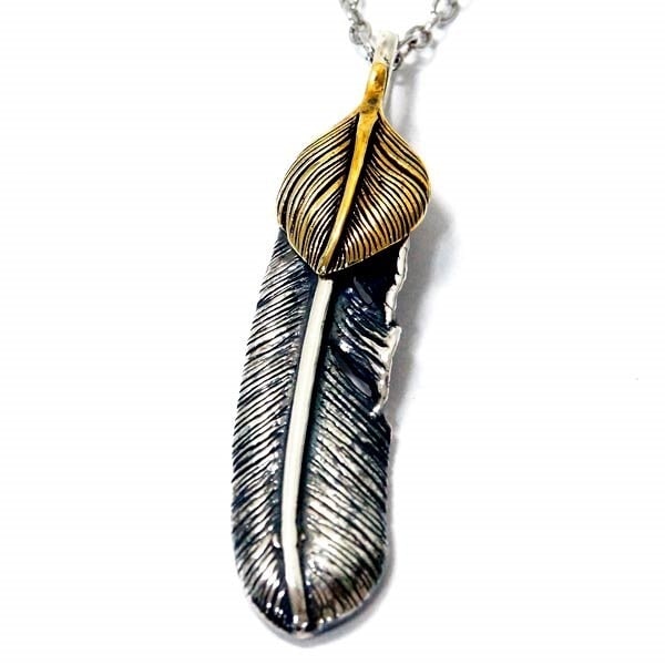 インディアンジュエリー ペンダント ネックレス イーグルフェザー 鷲 羽 ハートフェザー メンズ レディース シルバー925 ゴールド/シルバー