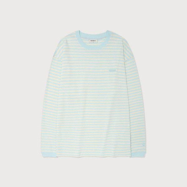 長袖Tシャツ JQS CO2501LT02-SB ベーシック ストライプ 長袖 スカイブルー