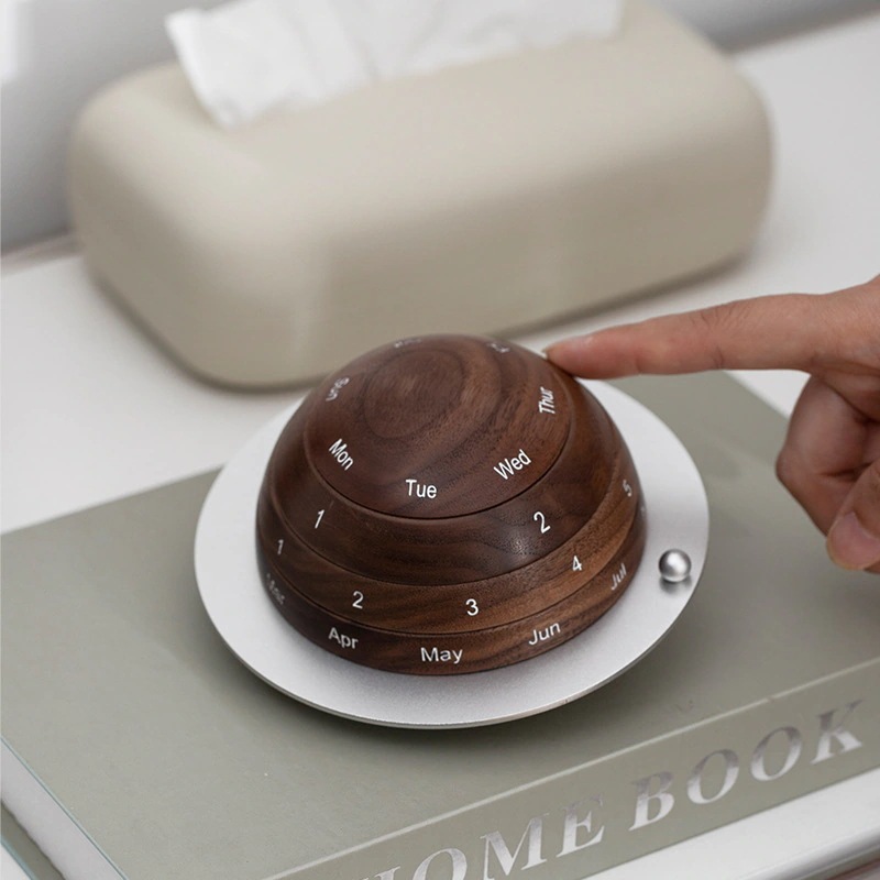 木製レトロアースカレンダー永久カレンダー卓上カレンダーオーナメント無垢材装飾