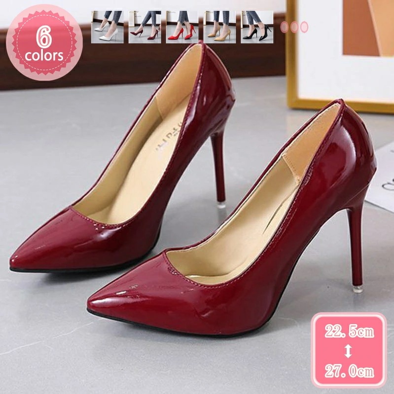 500円OFFクーポン 美脚 パンプス ハイヒール エナメル 10.5cm ヒール レディース お洒落 ピンヒール 大きいサイズ ポインテッドトゥ 靴 細ヒール オシャレ フォーマル シンプル パーテ