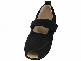 徳武産業 あゆみシューズ 介護靴 施設用 オープンマジックII 5E ブラック 片足/左4Lサイズ 7009