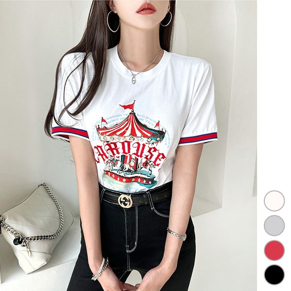 Tシャツ レディース トップス 半袖 クルーネック カットソー ロゴ プリント プルオーバー ゆったり カジュアル おしゃれ 春 夏 韓国 to27503