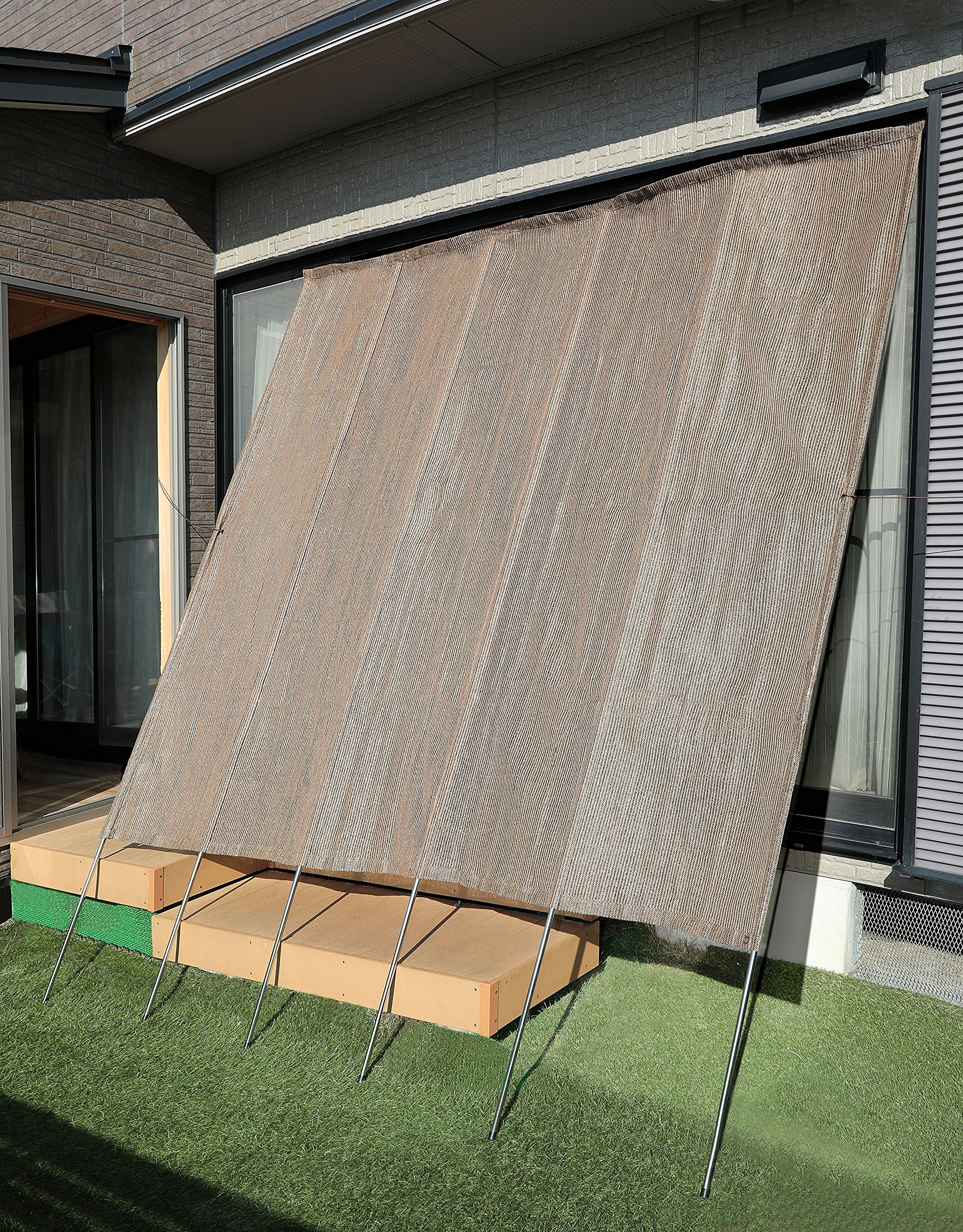 リビングアウト(Living Out) 日よけ 日除け 目隠し ブラウン 奥行300×高さ280×幅3cm 簡単設置 サンシェード 工具不要 快適空間 簡単たてす メッシュ生地 電気代節約