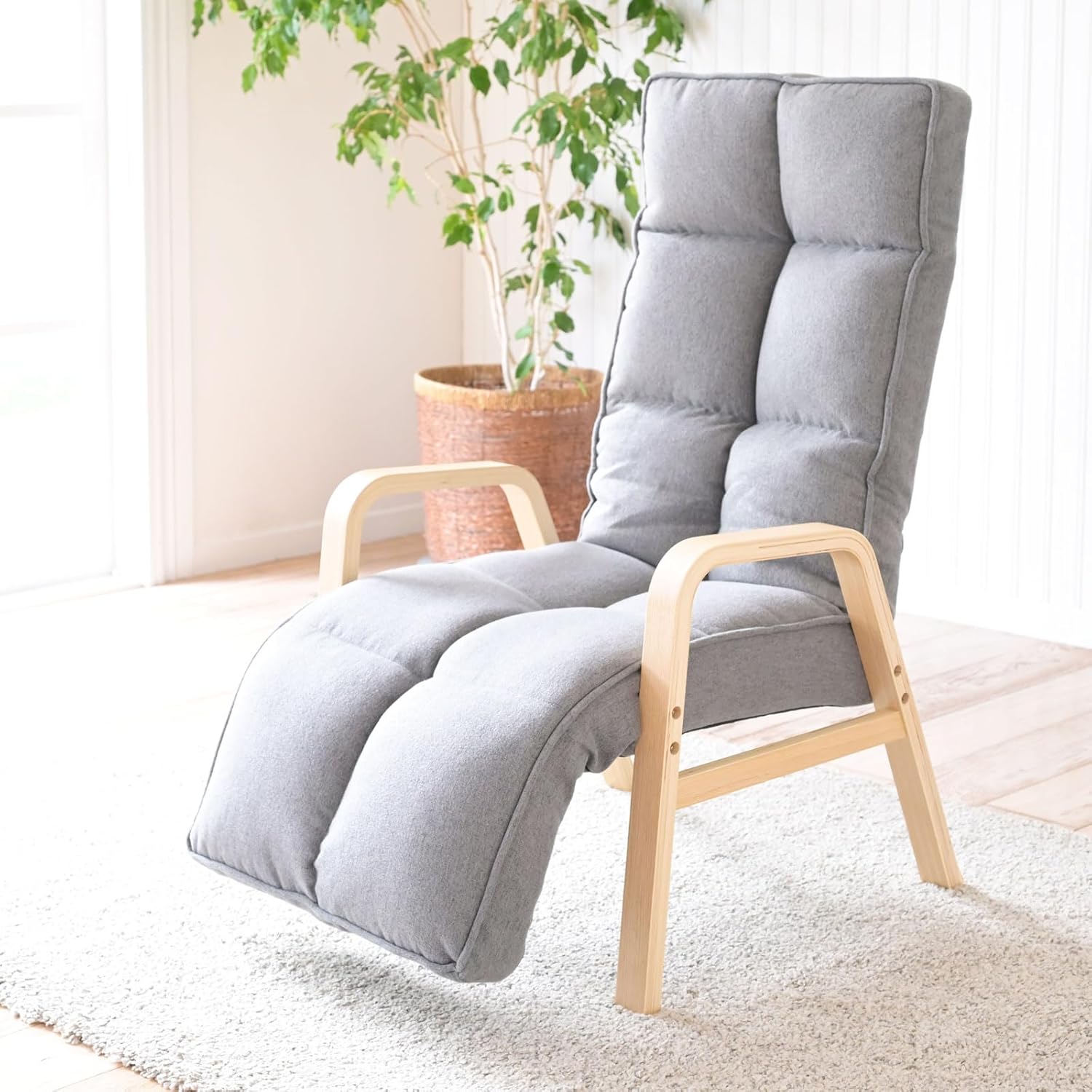 山善(YAMAZEN) リラックスチェア オットマン付き リクライニング (ヘッド14段階/背部6段階/フットレスト14段階) リクライニングチェア 高座椅子