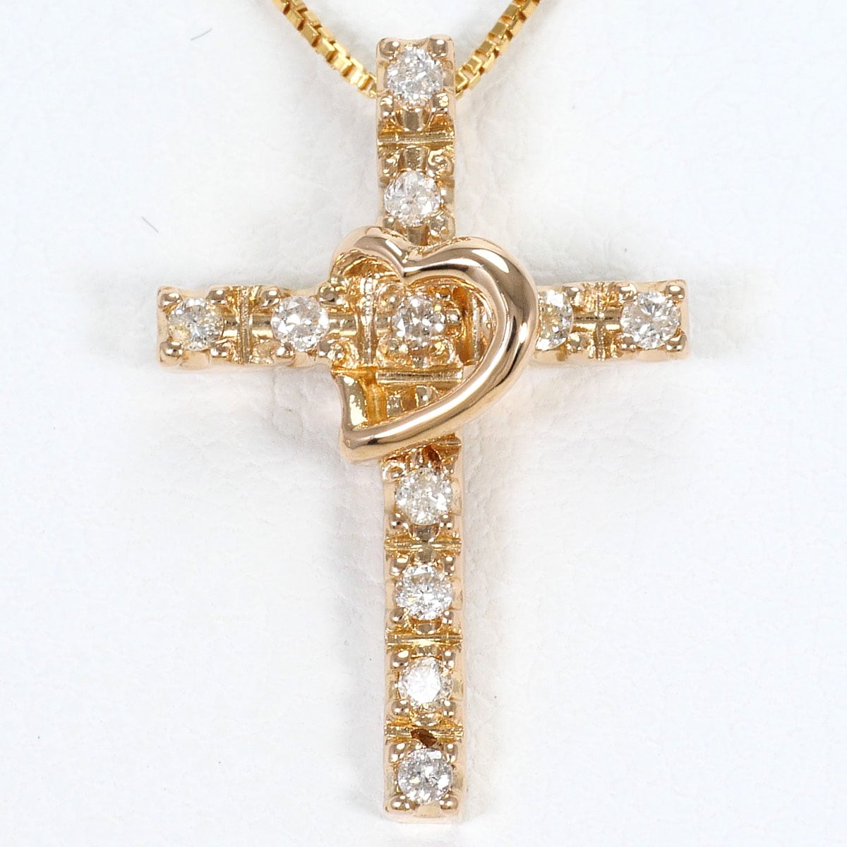 K18 18金 PG ピンクゴールド ネックレス ダイヤモンド 0.11ct 総重量約2.3g 約40cm ジュエリー 中古