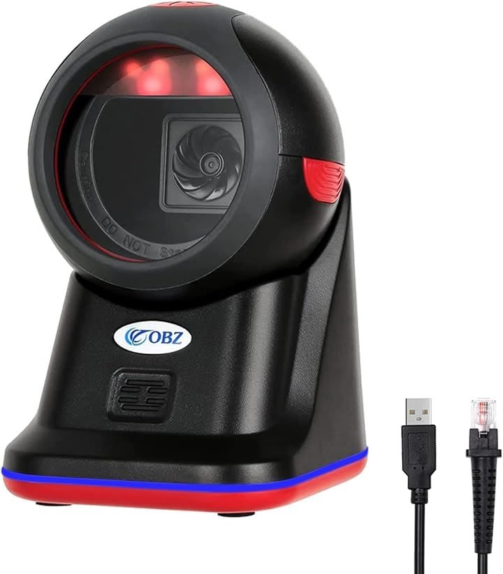 互換品1D と互換性 2D QR バーコードリーダー 全方向バーコード スキャナー ハンズフリー 自動検知 無指向性 センサーピクセル1280 USB POS 超広角(ブラック＋レッド)