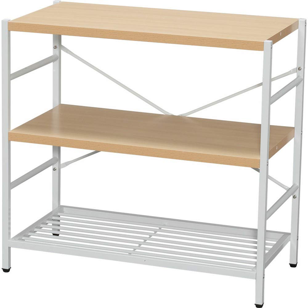 アイリスプラザ 本棚 ラック 収納 オープンシェルフ 3段 ナチュラル 幅80×奥行39×高さ75.5 AJ-S3