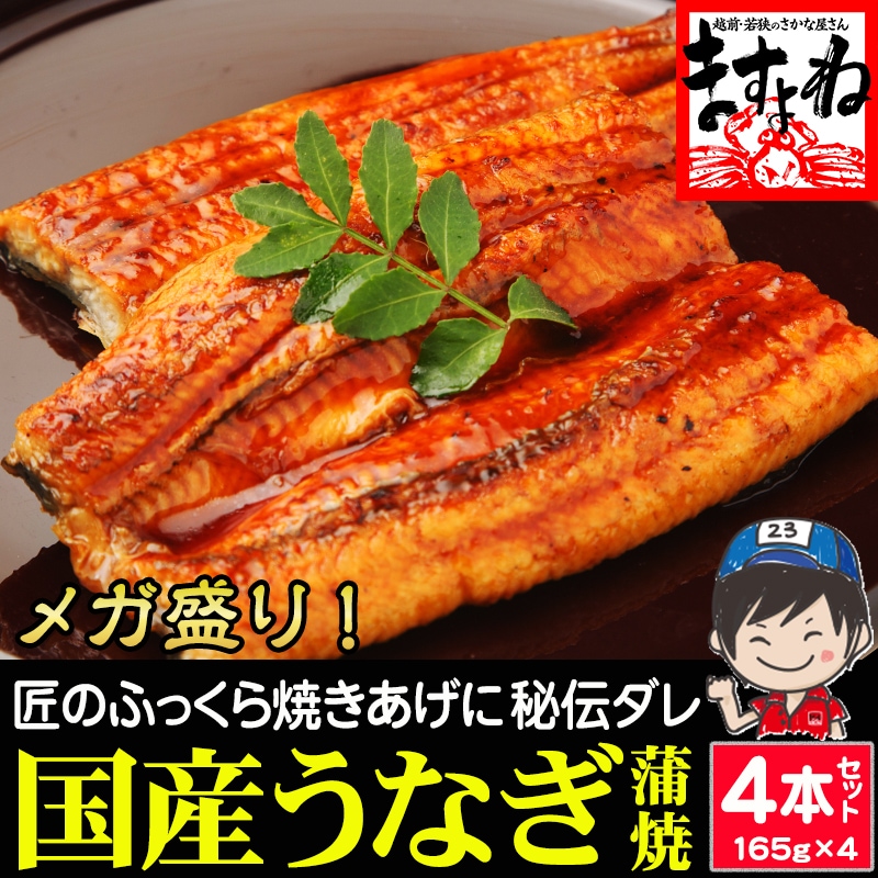 【家計応援セール】メガ盛り! 国産うなぎ蒲焼き4本セット660g (165g前後×4本) タレ.山椒付き 鰻セット 鹿児島県 愛知県 宮崎県 父の日 御中元 お中元【ギフトのし対応】