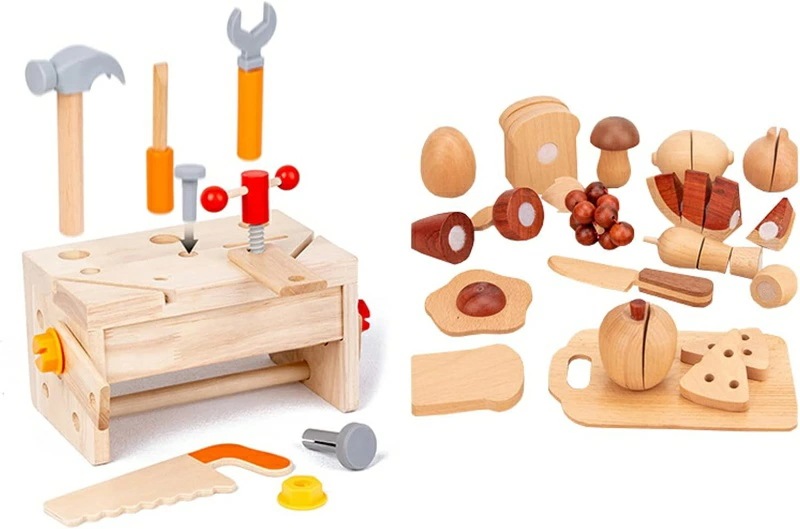 大工さん 子供用 工具セット 木製 おままごと 木のおもちゃ DIY パズルおもちゃ 収納ボックス クリスマス 誕生日 プレゼント ボックスキッズツールキット 教育建設ツールセット 積み木 玩具 オモ