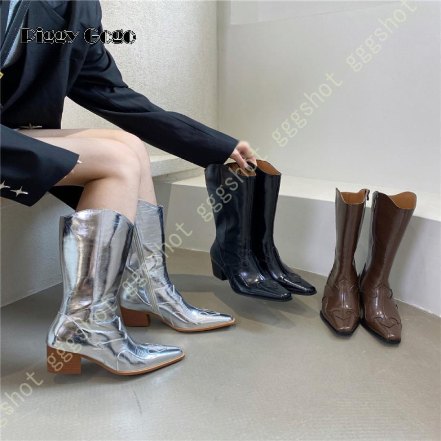 [大人気N0.1]ウエスタンブーツ レディース ハイヒール ロング ミドルブーツ 女性 春ブーツ 秋ブーツ ロングブーツ ワークブーツ 大きいサイズ 黒 太ヒール 歩きやすい