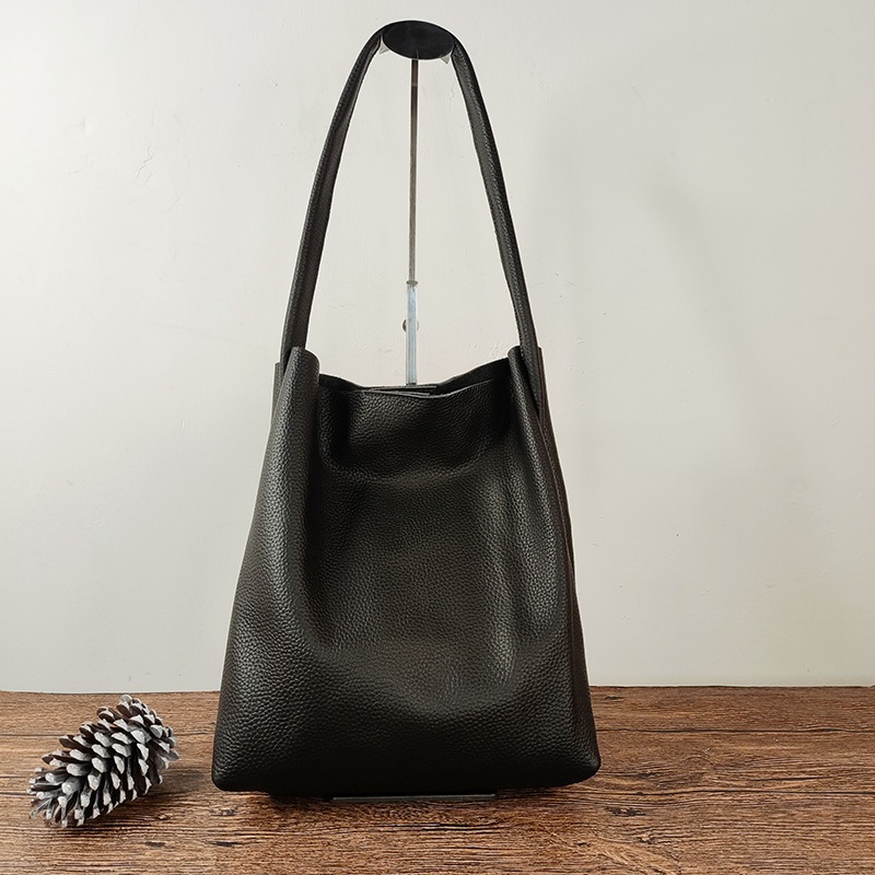 本革脇バッグレディース大容量ワンショルダービッグトートバッグtogoヘッド層牛革通勤バケツバッグ